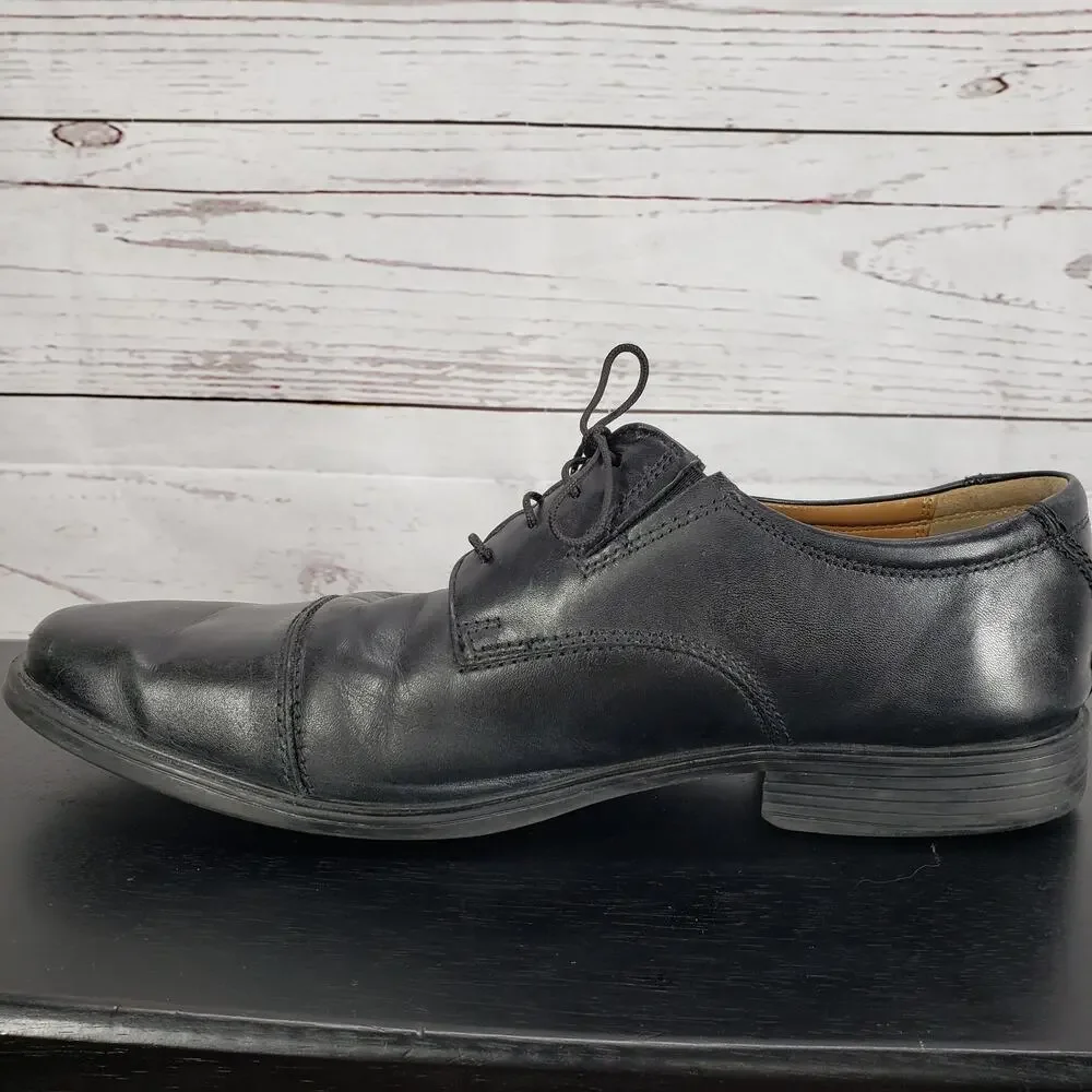 Clarks Collection Men's Black Leather Soft Cushion Oxford Shoes Size 11
